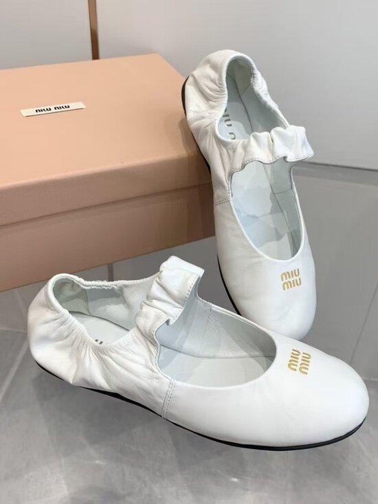 Miu Miu Shoes - Miu Miu Women White ballet shoes